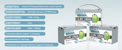 Літій-залізо-фосфатний акумулятор TCBWorth 12.8V 100Ah 1280Wh LiFePO4 - фото 4