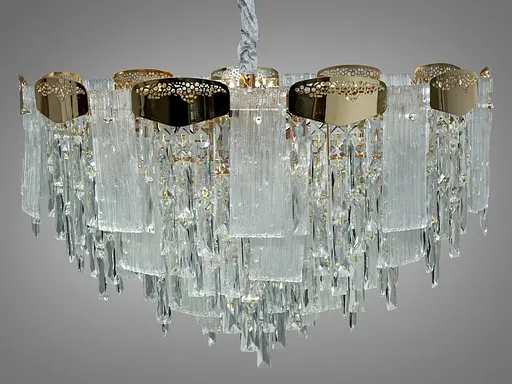 Шикарна, сучасна кришталева люстра у вітальню, 19 ламп, люстри золоті - фото 2
