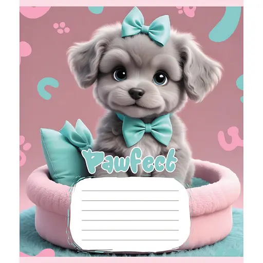 Зошит учнівський "Цуценята" Leader 012-510126C-3 в косу лінію, 12 аркушів - фото 1