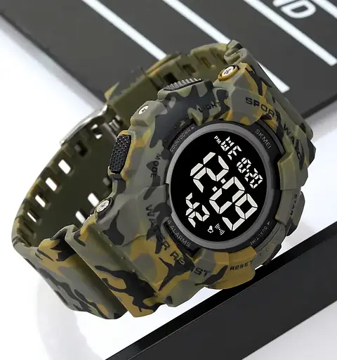 Чоловічий наручний спортивний годинник Skmei 2081 Камуфляж з чорним - фото 4