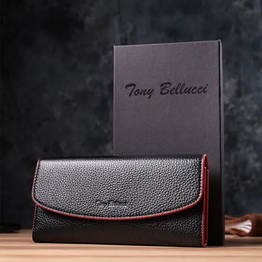 Женский кошелек с треугольным клапаном из натуральной кожи Tony Bellucci 19х9х1.5 см acs0029601 - фото 10