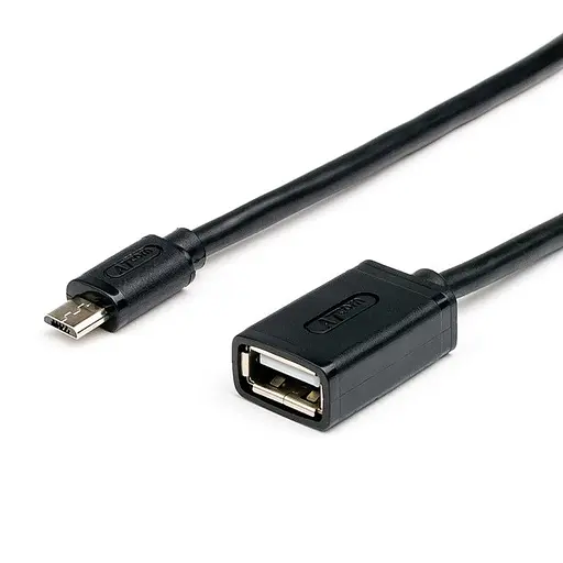 Кабель USB 2.0 AF - microUSB (5P), 10 см, черный, Atcom (3792) - фото 1