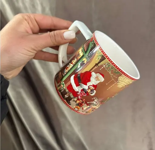 Чайний набір з ложками Новорічні подарунки кераміка у подарунковій коробці 280 мл Червоний 2 чашки - фото 5