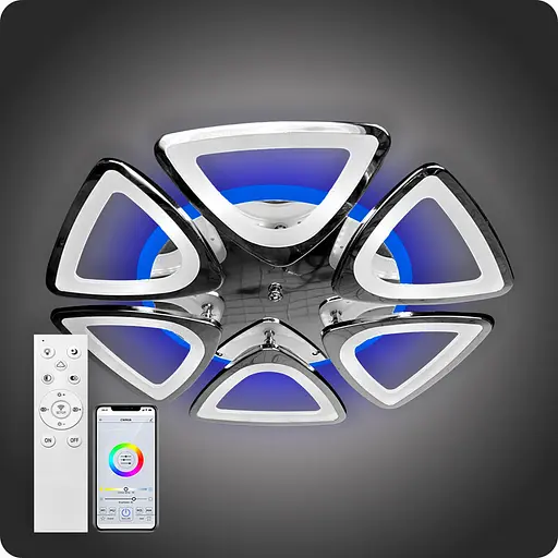 Люстра світлодіодна 517 Light 3color з пультом 120Вт Хром (01351) - фото 2