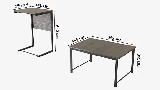 Стіл журнальний приставний Террі Комбо Ferrum-decor 345x662x440 Чорний метал ДСП Дуб Сонома Трюфель 16 мм (FRD-105140) - фото 4