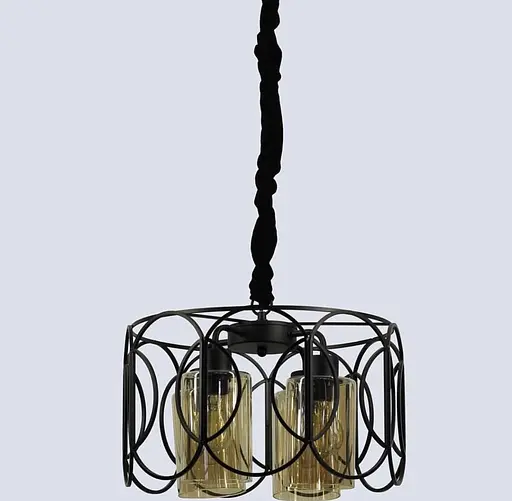 Люстра на 4 плафони в чорному корпусі Line.F Колір плафона Янтарний - фото 3