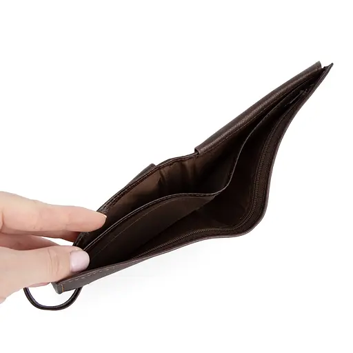 Портмоне чоловіче шкіряне Virginia Conti СВ 819 коричневе з кнопкою - фото 6