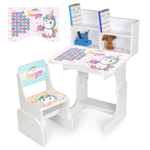 Парта зі стільчиком, 69.5x44.5 см, Єдиноріг, абетка, N2071-9-1
