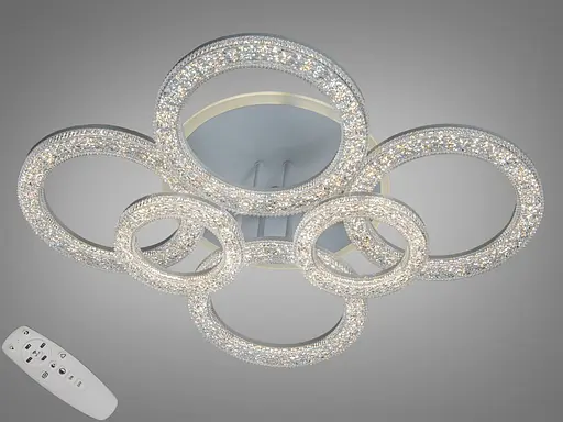 Стельова LED люстра кільця біла 120 Вт пульт - фото 1