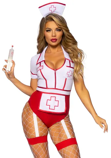 Костюм медсестри Leg Avenue Nurse Feelgood Sexy Costume S червоний з білим - фото 6