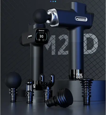 Перкусійний масажний пістолет Booster M2-D (6 насадок) 30 швидкостей - фото 8