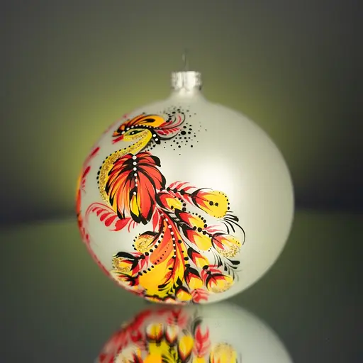 Ялинкова прикраса Різдвяні історії Петриківка яскрава пташка куля скло (4820001165579) - фото 3