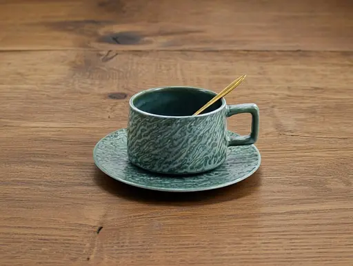 Набір чайний порцеляна Interos чашка 200 мл з блюдцем зелена (25068) - фото 4