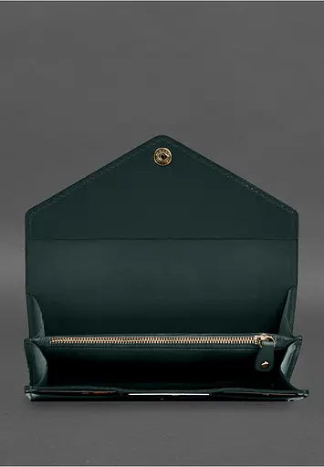 Кожаный клатч (портмоне) на кнопке 5.0 Зеленый краст - фото 5