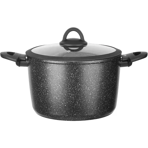 Каструля Ringel Zira, з кришкою, висока, 24 см, 6.3 л, чорна (RG-21006-24h) - фото 1