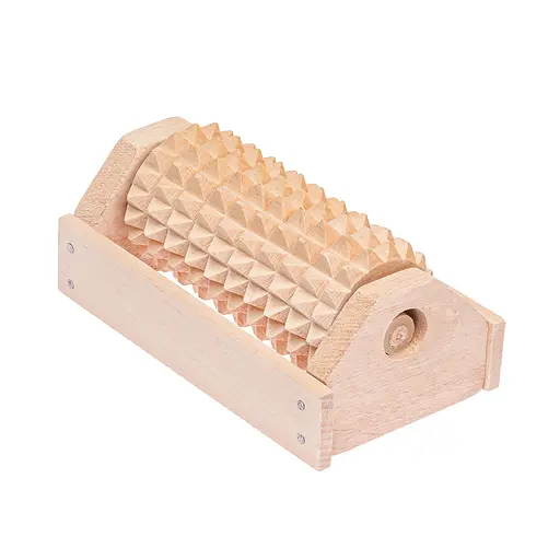 Масажер для ніг дерев'яний зубчастий на 1 ролик 12.5х7х6 см, Woodly 84978 - фото 1