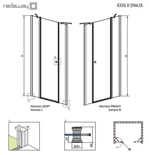 Душові двері Radaway Eos II DWJS 140 см 3799456-01L - фото 3