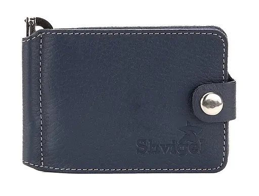 Добротный кожаный зажим для денег Shvigel 11х8 см acs0032269 - фото 1