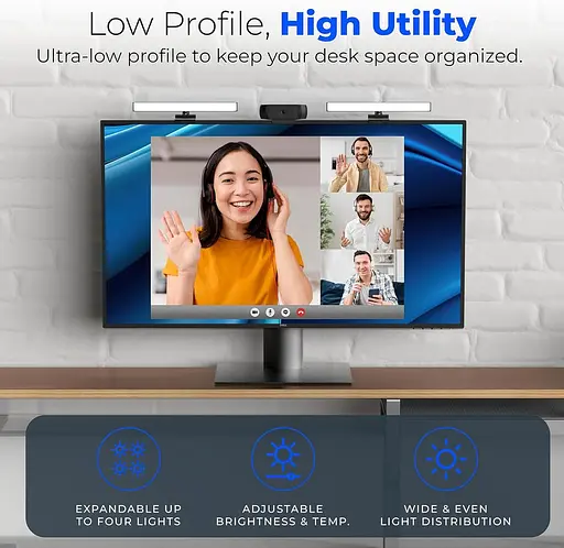Освещение для видеоконференций HumanCentric: свет для веб-камеры для передачи, светодиодный монитор и свет для ноутбука - фото 3