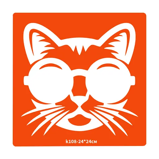 Трафарет для біо-тату Котик k108-24*24см, розмір 24х24см