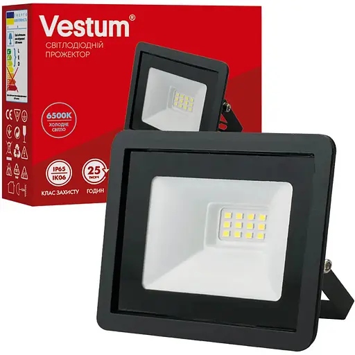 Світлодіодний прожектор Vestum 10W 6500K 180-260V IP65 1-VS-3013 - фото 1