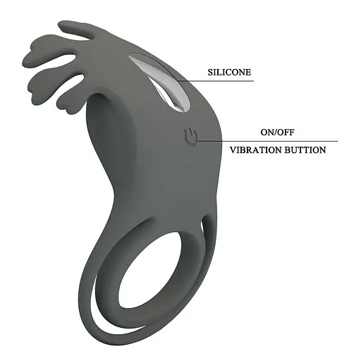 Эрекционное кольцо Pretty Love Vibrant Penis Ring Ruben 8.5 см серый - фото 8