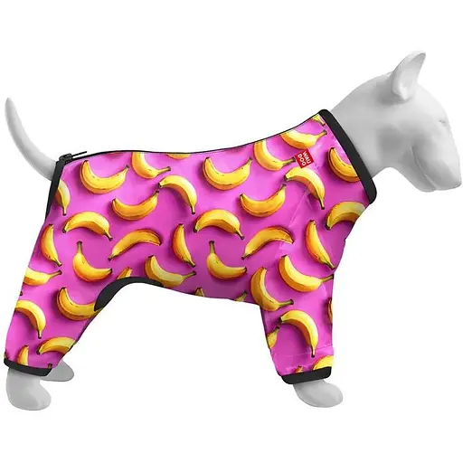 Ветровка для собак Waudog Clothes, рисунок "Бананы на розовом", M45 - фото 2