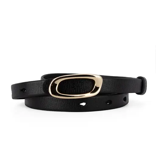 Ремінь шкіряний жіночий вузький чорний НС-1556 (105 см) - фото 1