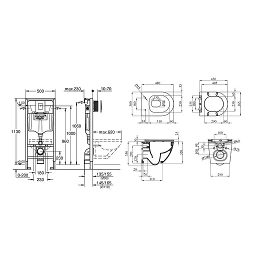 Комплект 4 в 1: Инсталляция Grohe Rapid SL 3 в 1 38772001 + Унитаз безободочный Kroner Harz WHI483632 TORNADO с сиденьем Slim Duroplast / Soft-close / Quick relase KH483632WHIT - фото 2