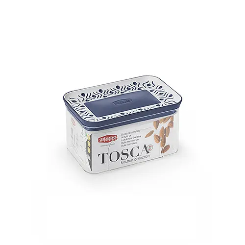 Прямоугольная емкость для хранения продуктов TOSСA 0.7л, бело-синяя (55551)