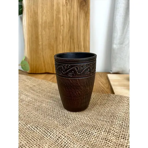 Склянка 0.4 літра керамічний (глиняний) різьблений Декор