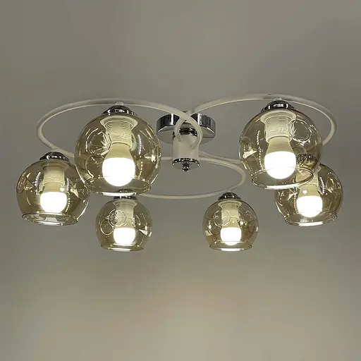 Стельова люстра-орбіта на 6 плафонів (янтарних або графітових) | Арт. 7060/6 WT | Line F - фото 4