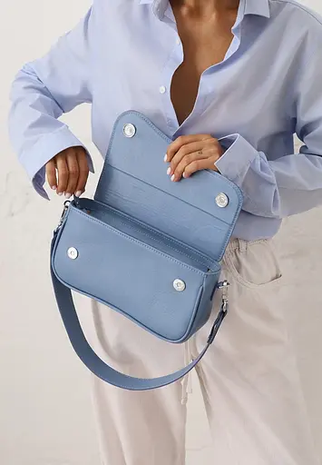 Жіноча шкіряна сумка Nona блакитний краст - фото 3