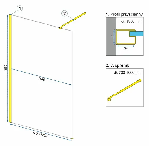 Душова стінка Rea Aero 120 gold REA-K8443, універсальні - фото 5
