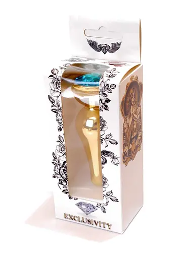 Металева анальна пробка з кристалом Boss Jewellery Gold Butt Plug Light 9.5 см (блакитний) - фото 10