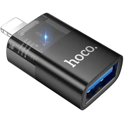 Переходник Hoco UA36 iP male to USB female OTG transparent adapter черный