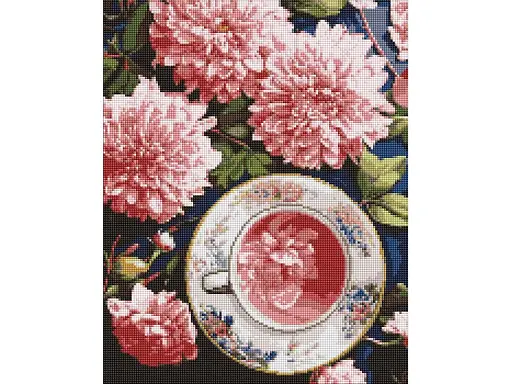 Алмазна мозаїка Ideyka Рожеві жоржини (40х50 см) - фото 1