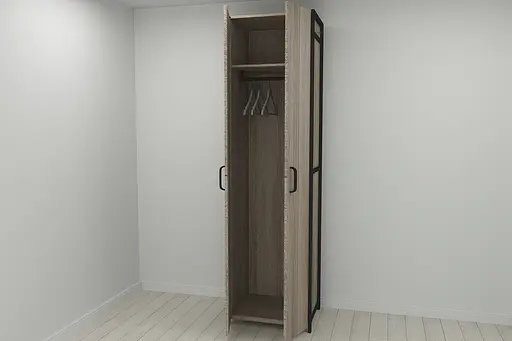 Шкаф Гардероб Уни секция 6 серии Конект Ferrum-decor 220x60x50см Черный металл ДСП Дуб Сонома Трюфель 16 мм (FRD-104574)