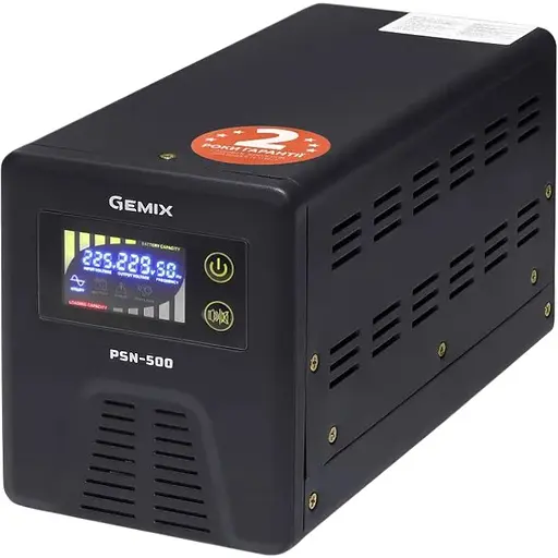 ДБЖ Gemix PSN-500, 500VA/300W 12V/220V, 15А, 1xSchuko, без АКБ