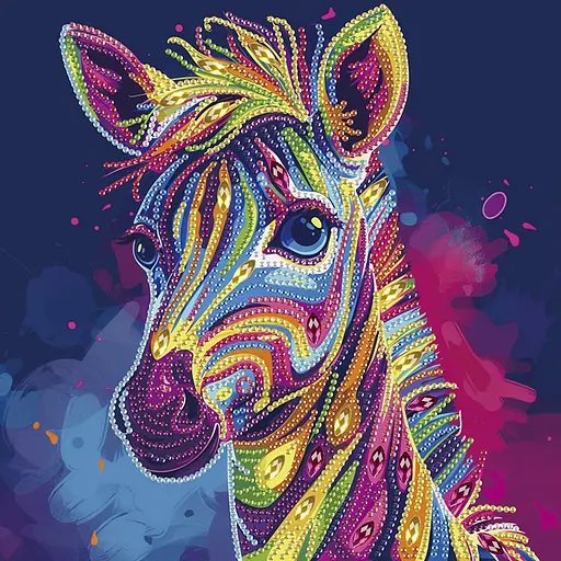 Алмазна мозаїка "Яскрава зебра" Brushme BH032 неповна викладка 25х25 см - фото 1