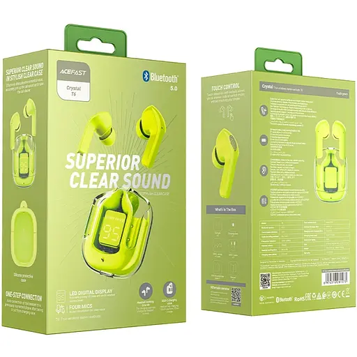 Навушники TWS Acefast T6 youth green - фото 3