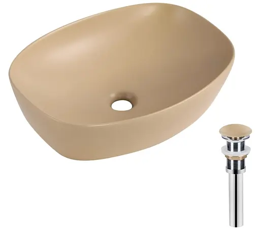 Раковина накладная Qtap Robin Beige, прямоугольная, с донным клапаном QT04116302SB - фото 2