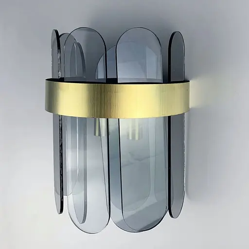 Уникальное бра со стеклянными графитовыми пластинами Line F Арт. WS 153/2 AB+GR  - фото 3