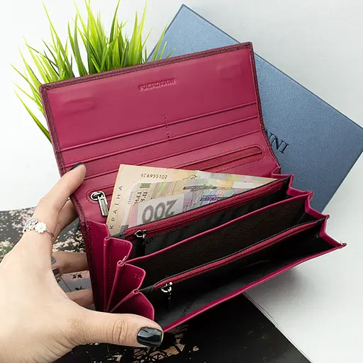 Гаманець жіночий шкіряний Fuerdanni 1180 бордовий на магнітах - фото 8