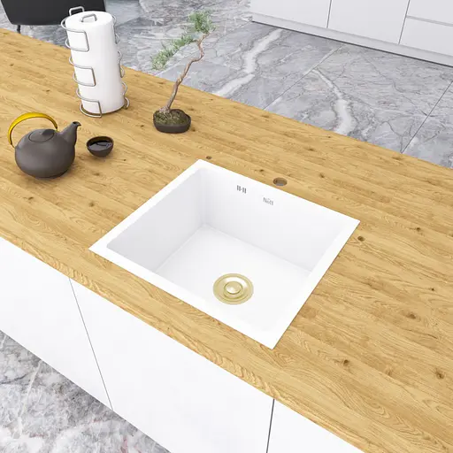 Кухонна мийка з нержавіючої сталі біла Nett NW-5045, Білий - фото 7