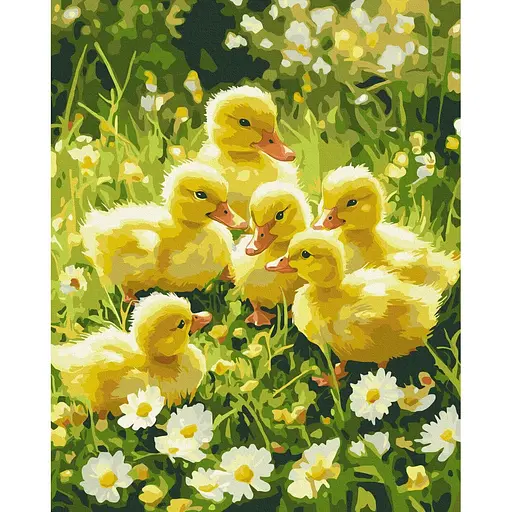 Картина за номерами на підрамнику Brushme Милі пухнастики на галявині