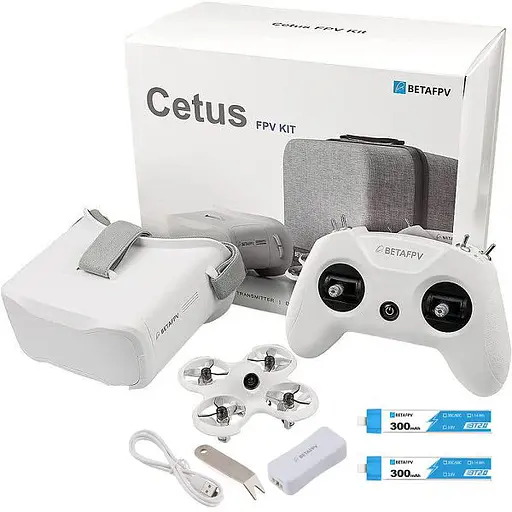 Комплект мини-квадрокоптера BETAFPV Cetus FPV Kit: Дрон, 2 Акб, Пульт, FPV Очки, Кейс 4-5 мин, до 80 м