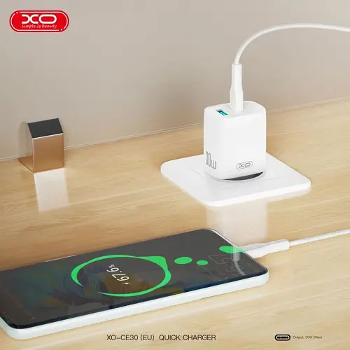 Мережевий зарядний пристрій XO CE30 30W 1USB-A+1USB-C fast charger Білий - фото 5