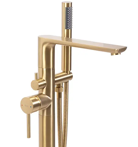 Смеситель для ванны Rea Flores brushed gold напольный REA-B2713 Золотой - фото 2