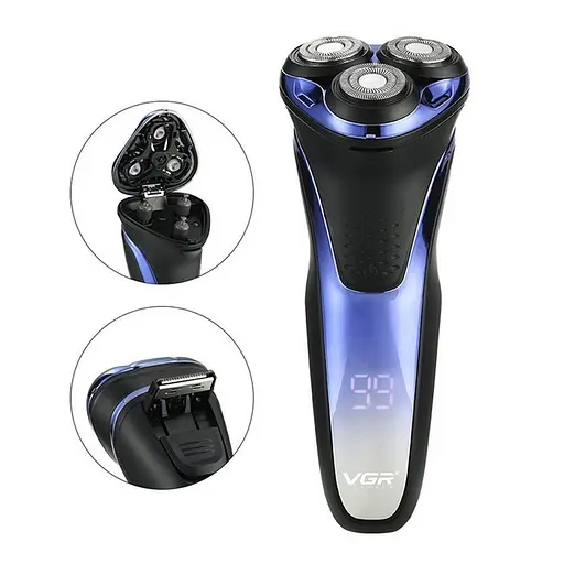 Електробритва акумуляторна VGR V-306 LCD IPX7 роторна з триммером - фото 5